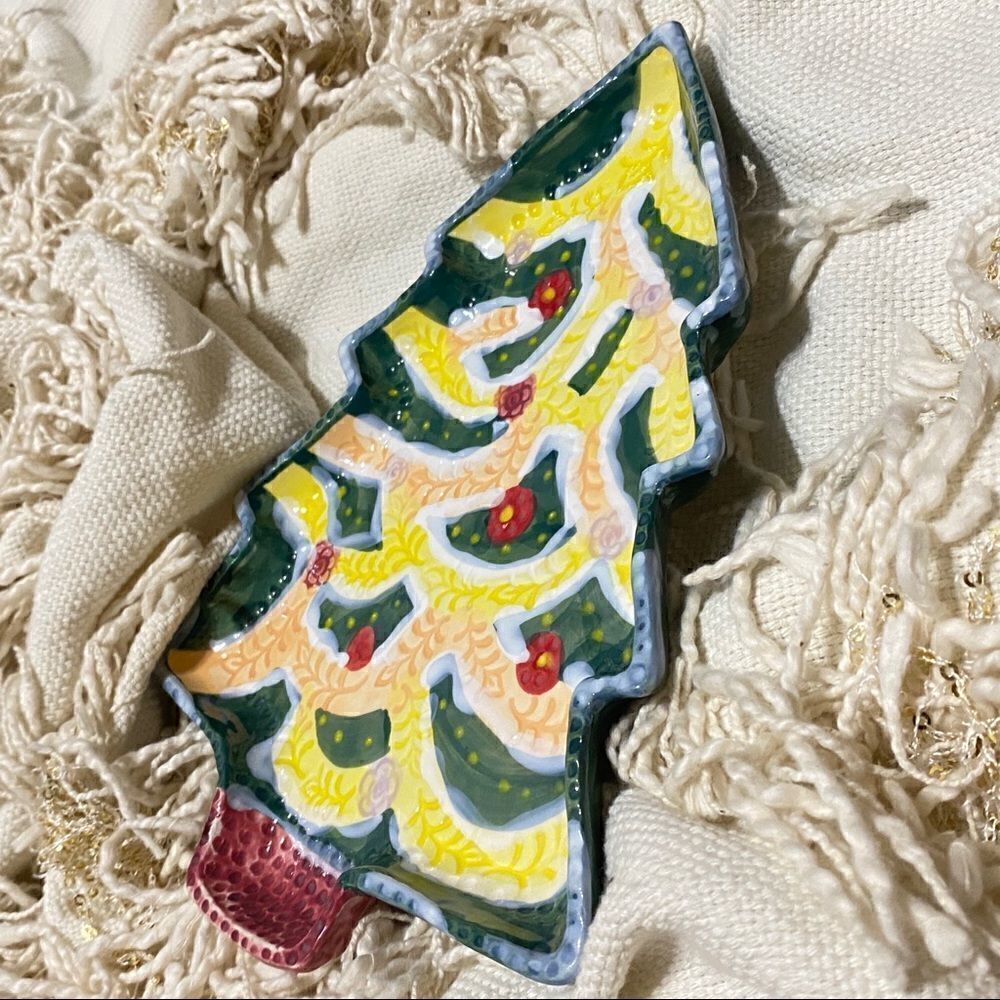 ANTHROPOLOGIE Nathalie Lete Christmas Tree Dessert Plate - Picture 7 of 7